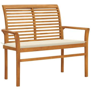 Vidaxl Vrtna klop s blazino 112 cm trdna tikovina