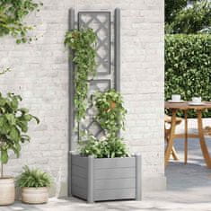 Vidaxl Cvetlično korito z oporno mrežo 43x43x142 cm PP kamnito sivo