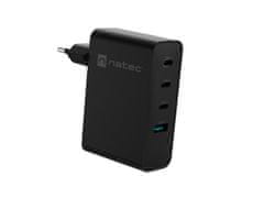 Natec Univerzalni polnilec USB GaN 100W, 3x USB-C, 1x USB-A, črn