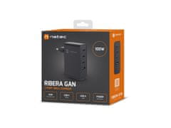 Natec Univerzalni polnilec USB GaN 100W, 3x USB-C, 1x USB-A, črn