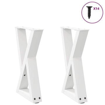 Vidaxl Noge za klubsko mizico 2 kosa bele 38 x (42-43,3) cm jeklo