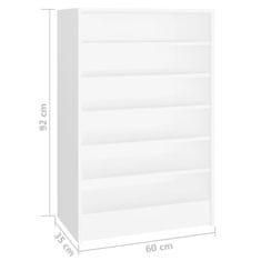 Vidaxl Omara za čevlje bela 60x35x92 cm iverna plošča
