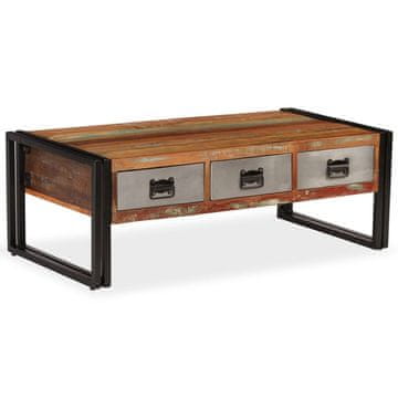 Vidaxl Klubska mizica s 3 predali trden predelan les 100x50x35 cm