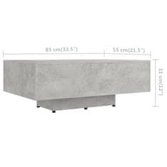 Vidaxl Klubska mizica betonsko siva 85x55x31 cm iverna plošča