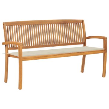 Vidaxl Vrtna klop z blazino 159 cm trdna tikovina