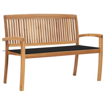 Vidaxl Vrtna klop z blazino 128,5 cm trdna tikovina