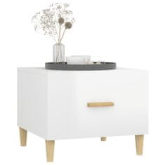 Vidaxl Klubska mizica 2 kos visok sijaj bela 50x50x40 cm inžen. les