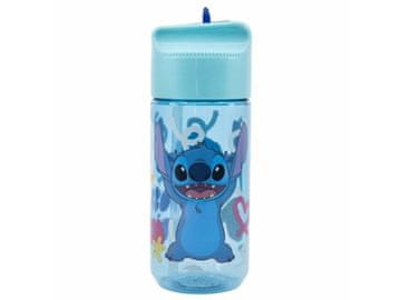 Stor Plastenka z izvlečno slamico Lilo &amp; Stitch, prozorna, Tritan, 430ml, 75036