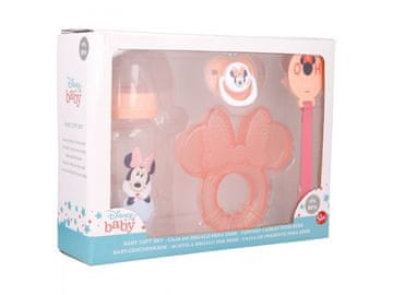 Stor DISNEY BABY darilni set 4 kosov MINNIE MOUSE (steklenička, grizalo, dude in držalo), 13108