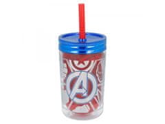 Stor Plastični termo lonček z navojem in slamico AVENGERS, 370ml, 13223