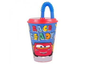 Stor Plastični lonček s pokrovom in slamico DISNEY CARS 430ml, 51530