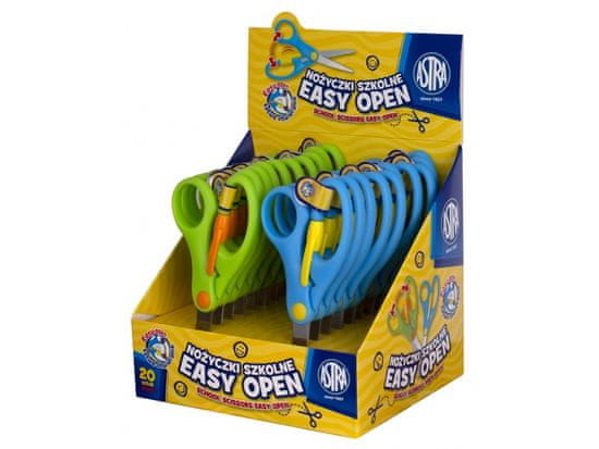 Astra ASTRA Šolske ergonomske škarje z vzmetjo, 13 cm, stojalo, mešanica barv, 407120001