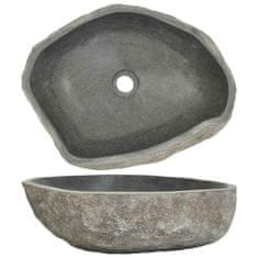 Vidaxl Umivalnik iz rečnega kamna ovalen (45-53)x(34-41) cm