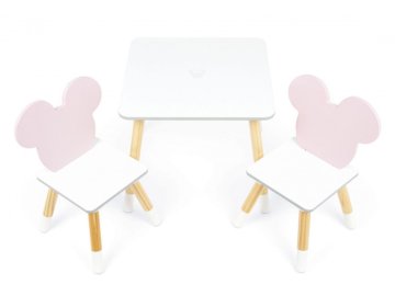 Arditex Otroška lesena miza + 2 stola MINNIE MOUSE Iconic, WD16730