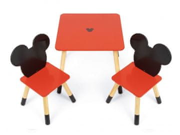 Arditex Otroška lesena miza + 2 stola Mickey Mouse Iconic, WD16731