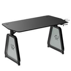 Ultradesk Gaming miza BOOSTER, 136x70,5 cm, 75 cm, RGB osvetlitev, držalo za pijačo in slušalke