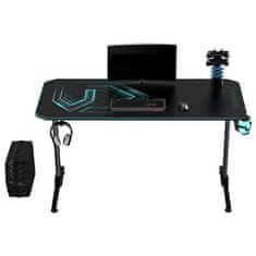 Ultradesk Gaming miza FRAG - BLUE V3, 140x60 cm, 76 cm, z XXL podlogo za miško, 4x USB, z ultradesk BEAM, držalo za pijačo in slušalke