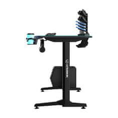 Ultradesk Gaming miza FRAG - BLUE V3, 140x60 cm, 76 cm, z XXL podlogo za miško, 4x USB, z ultradesk BEAM, držalo za pijačo in slušalke