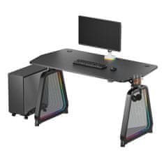 Ultradesk Gaming miza BOOSTER, 136x70,5 cm, 75 cm, RGB osvetlitev, držalo za pijačo in slušalke