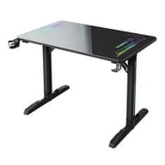 Ultradesk Gaming miza FREEZE V2, 109x69 cm, 75 cm RGB regulator, držalo za pijačo in slušalke