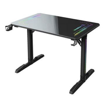 Ultradesk Gaming miza FREEZE V2, 109x69 cm, 75 cm RGB regulator, držalo za pijačo in slušalke