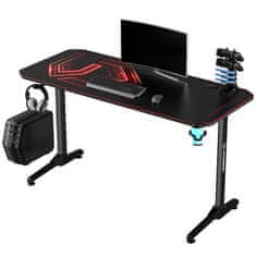 Ultradesk Gaming miza FRAG - RDEČA V3, 140x60 cm, 76 cm, z XXL podlogo za miško, 4xUSB, z ultradesk BEAM, držalom za pijačo in slušalke