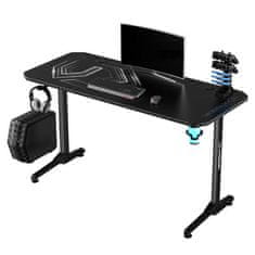 Ultradesk Gaming miza FRAG - BELA V3, 140x60 cm, 76 cm, z XXL podlogo za miško, 4xUSB, z ultradesk BEAM, držalom za pijačo in slušalke