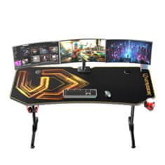 Ultradesk Gaming miza FRAG XXL GOLD, 160 x 75 cm, 75 cm, držalo za pijačo in slušalke, 4x USB, stojalo BEAM, s polno površino XXL pa za miško