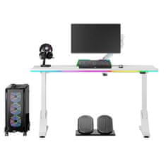 Ultradesk Gaming miza IRON WHITE, 132,5x60,5 cm, 71-81 cm, mehansko nastavljiva višina, RGB osvetlitev