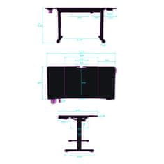 Ultradesk Gaming miza LEVEL V2 rdeča, 140x68cm, 72-117cm, električno nastavljiva višina, z XXL podlogo za miško, pijačo in slušalkami