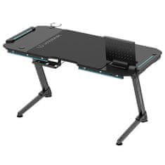 Ultradesk Gaming miza SPACE XXL V2 črna, 144x70 cm, 75 cm, LED RGB osvetlitev s ploščo na dotik, z XXL podlogo za miško