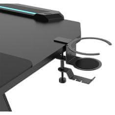 Ultradesk Gaming miza SPACE XXL V2 črna, 144x70 cm, 75 cm, LED RGB osvetlitev s ploščo na dotik, z XXL podlogo za miško