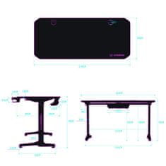 Ultradesk Gaming miza FRAG - GOLD V3, 140x60 cm, 76 cm, z XXL podlogo za miško, 4x USB, z ultradesk BEAM, držalom za pijačo in slušalke