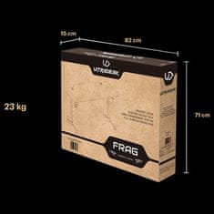 Ultradesk Gaming miza FRAG - GOLD V3, 140x60 cm, 76 cm, z XXL podlogo za miško, 4x USB, z ultradesk BEAM, držalom za pijačo in slušalke