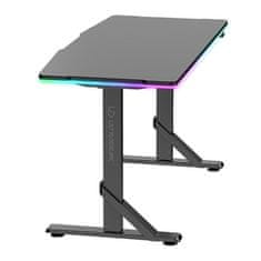 Ultradesk Gaming miza IRON BLACK, 132,5x60,5 cm, 71-81 cm, mehansko nastavljiva višina, RGB osvetlitev