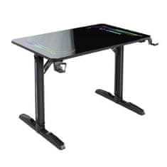 Ultradesk Gaming miza FREEZE V2, 109x69 cm, 75 cm RGB regulator, držalo za pijačo in slušalke