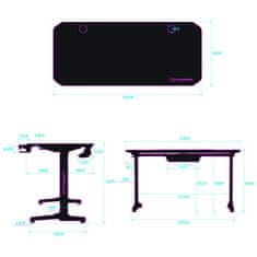 Ultradesk Gaming miza FRAG - ČRNA V3, 140x60 cm, 76 cm, z XXL podlogo za miško, 4xUSB, z ultradesk BEAM, držalom za pijačo in slušalke