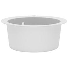 Vidaxl Enojno kuhinjsko pomivalno korito iz granita okroglo belo