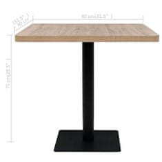 Vidaxl Bistro miza iz mediapana in jekla 80x80x75 cm barva hrasta