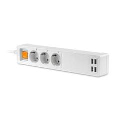 Platinet pametni podaljšek Wi-Fi 1,8 m, 16A 4xUSB-A/5A TUYA bela
