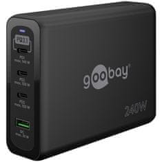 Goobay USB-C PD GaN Multi-Port 240W 4-Port GaN USB-C/USB-A črni polnilec