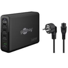 Goobay USB-C PD GaN Multi-Port 240W 4-Port GaN USB-C/USB-A črni polnilec