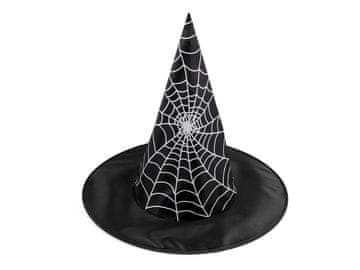 Karnevalski klobuk čarovnice - pajkova mreža, lobanja, netopir, buča, čarovnica - črni pajek