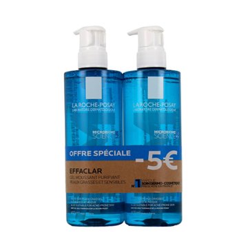 La Roche Posay Effaclar komplet penečega gela brez mila (čistilni peneči gel) 2 x 400 ml