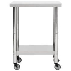 Vidaxl Kuhinjska delovna miza s kolesi 80x30x85 cm nerjaveče jeklo