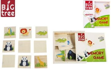 Big Tree pexeso lesene živali 12x12x3 cm 20 kosov v leseni škatli v foliji