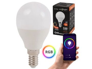 Eco light Kroglična žarnica GOLF BALL E14 6W RGB CCT 520lm Wifi tuya - toplo bela, energetsko učinkovita
