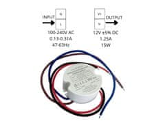 Eco light Napajanje priključne omarice fi60 1,25A 15W 12V IP67 50x22mm 