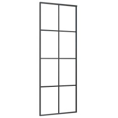 Vidaxl Drsna vrata z opremo 76x205 cm ESG steklo in aluminij