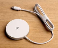 Forever MAWC-300 brezžični polnilec, 15W, MagSafe, USB-C, 100cm kabel, bel
